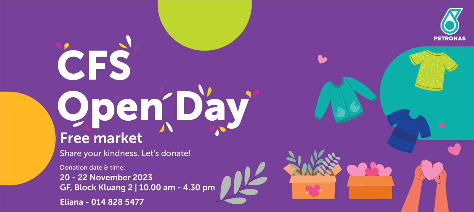 Share your kindness. Let's donate to CFS Open Day Free Market!