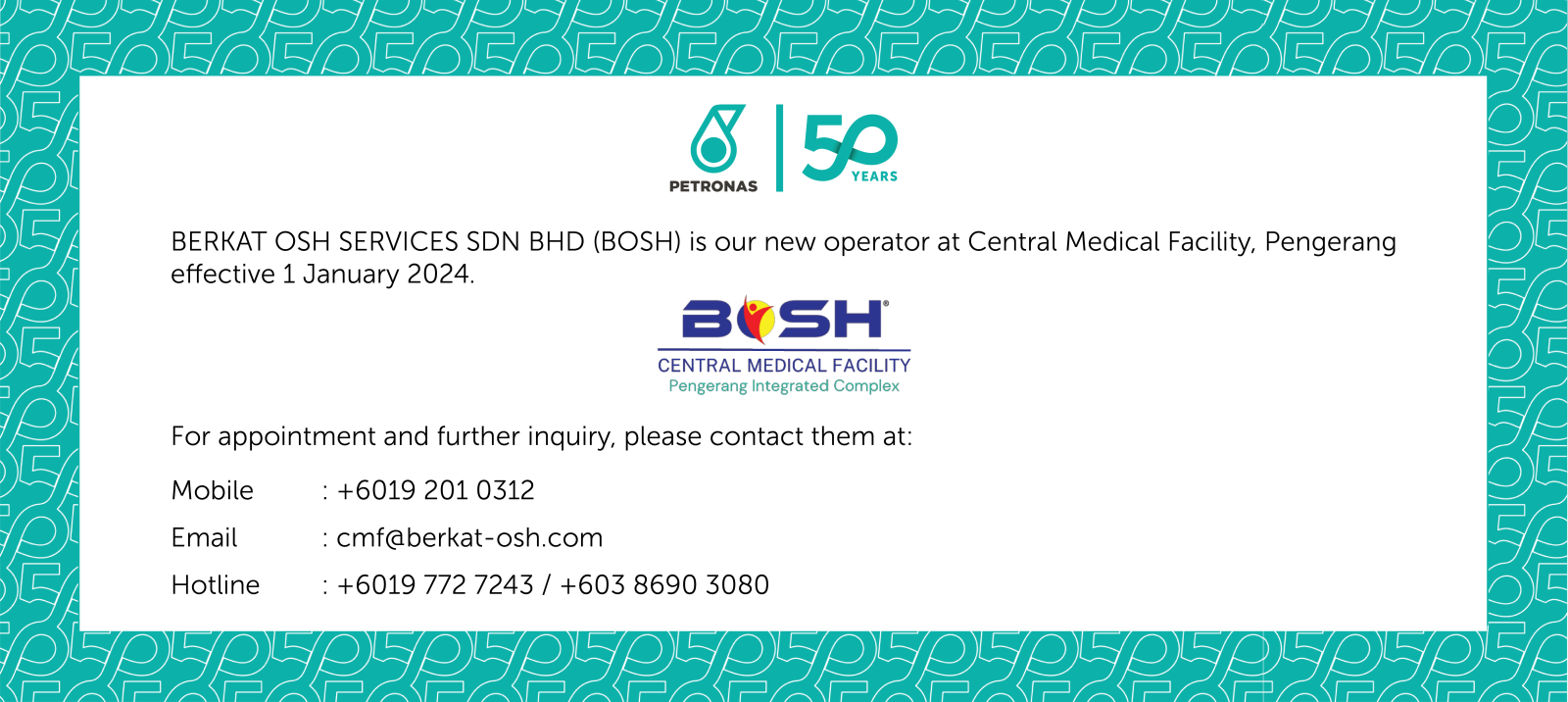 New Operator at Central Medical Facility (CMF)